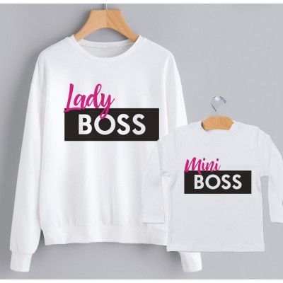 Felpe Mamma e figlia Coordinato Felpa e t-shirt Mamma e figlia Lady Boss & Mini Boss