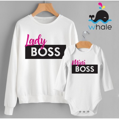 Felpe Mamma e figlia Coordinato Felpa e t-shirt Mamma e figlia Lady Boss & Mini Boss