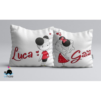 Coppia di Cuscini Topolino & Minnie Personalizzato