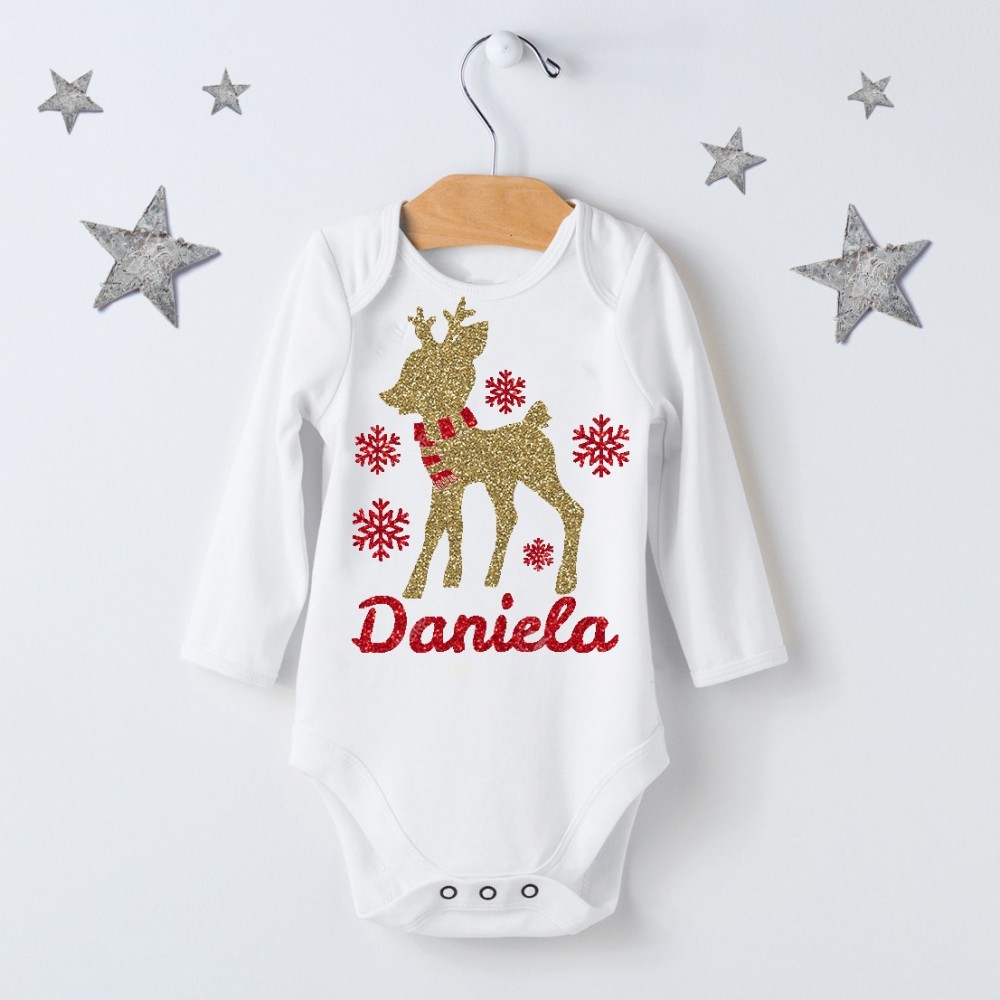 Bodino neonato natalizio - Renna Personalizzata