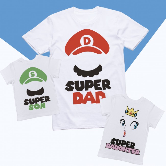 Magliette Padre e Figlio - Super Dad & Super daughter & Super Son