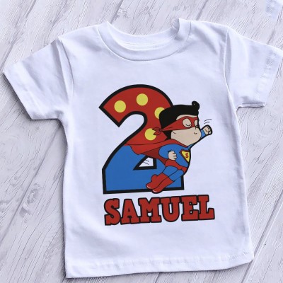 Bodino/ T-shirt Compleanno - Festa a Tema Superman