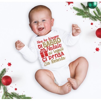 Bodino/Maglietta Natalizia- Non ho bisogno di babbo Natale, ai regali ci pensa Zia