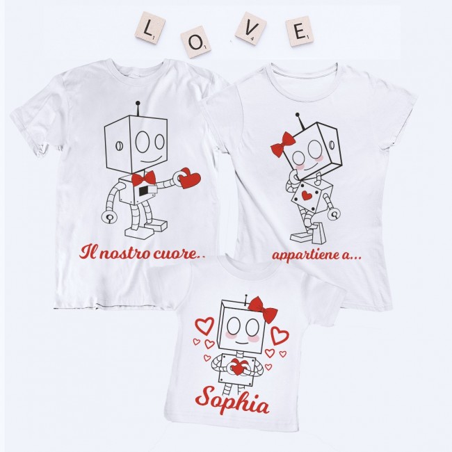 Magliette Famiglia San Valentino - Robot