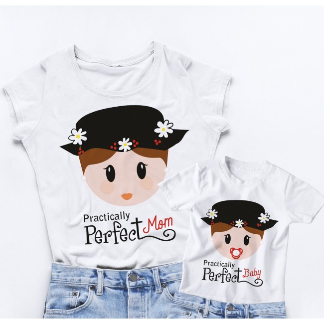 T-shirt Mamma e Figlio - PRACTICALLY PERFECT Mom & Baby