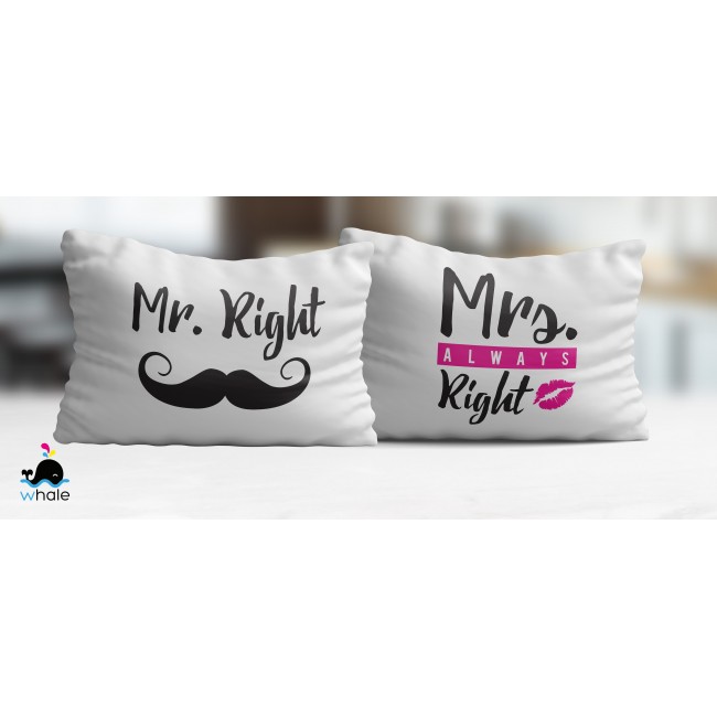 Coppia di Federe - Mr Right & Mrs Always Right