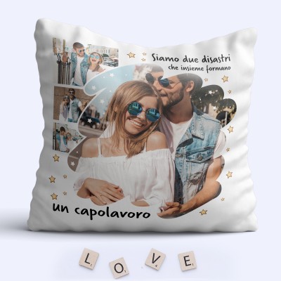 Cuscino Personalizzato  Siamo due disastri che insieme formano un capolavoro