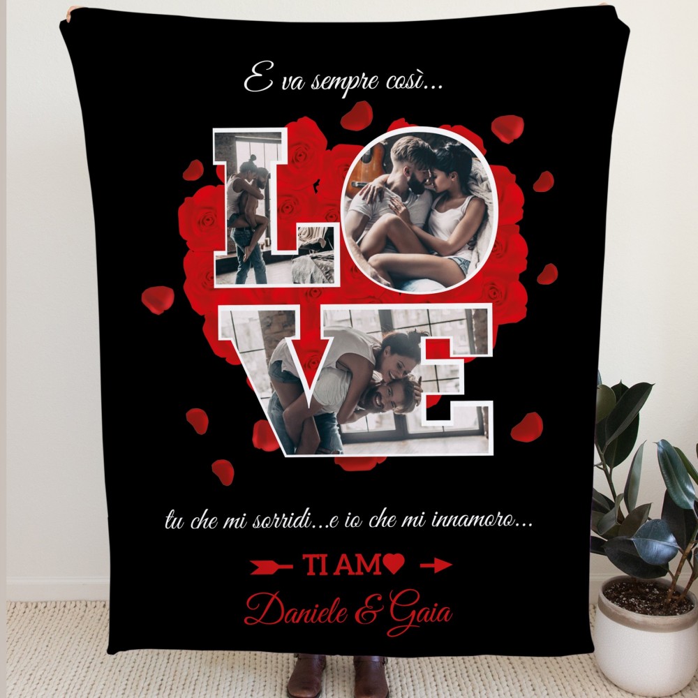 Plaid personalizzato con foto e frase Plaid personalizzato con foto e frase