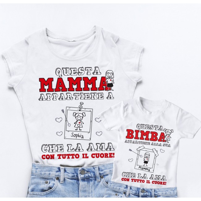 T-shirt Mamma e figlio/a - Questa Mamma Appartiena a...
