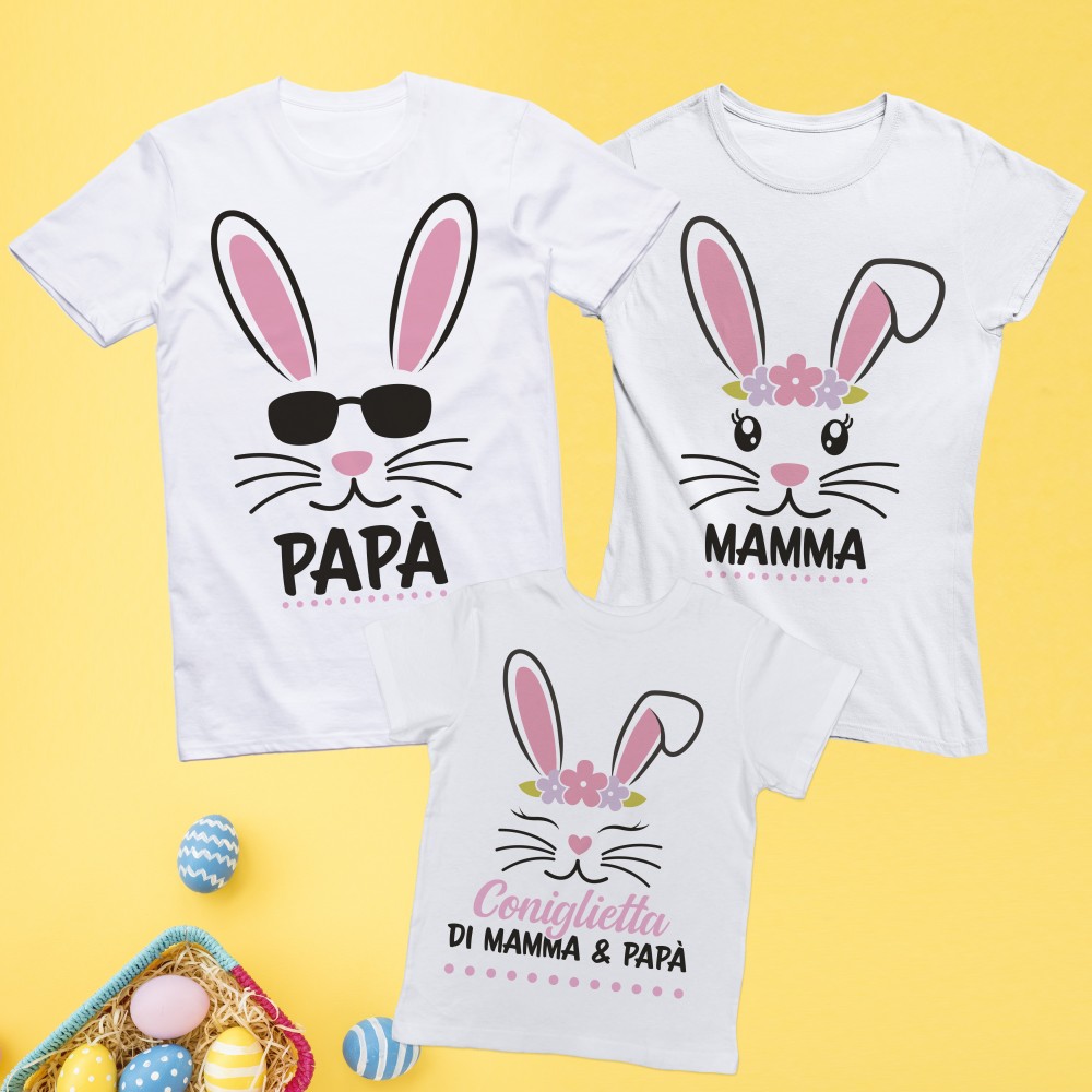 Magliette Famiglia Pasqua  - Coniglietta di Mamma e Papà