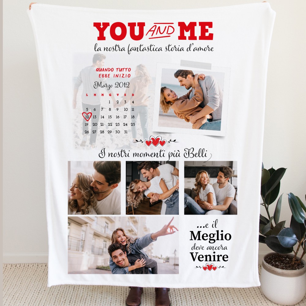 Plaid personalizzato con foto coperta letto idea regalo amore fidanzati