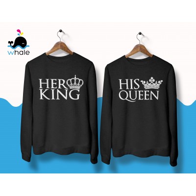Felpa di Coppia - Her King e His Queen