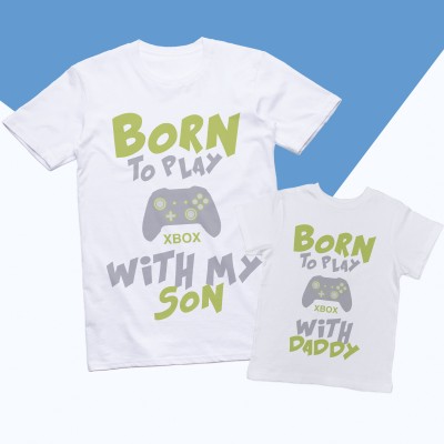 Magliette padre e figlio Born To Play  xbox