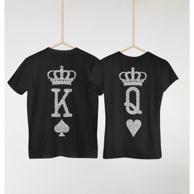 tshirts di Coppia Glitter - King & Queen Poker