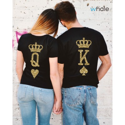 tshirts di Coppia Glitter - King & Queen Poker