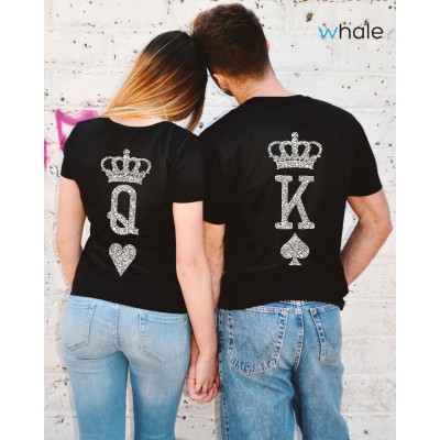 tshirts di Coppia Glitter - King & Queen Poker