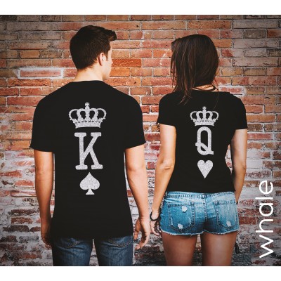 tshirts di Coppia Glitter - King & Queen Poker