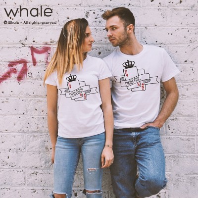tshirts di Coppia - Her King &  His Queen Carte tshirts di Coppia - Her King &  His Queen Carte