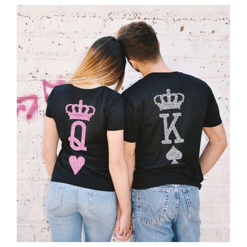 T-shirts di Coppia - King & Queen Poker Neon
