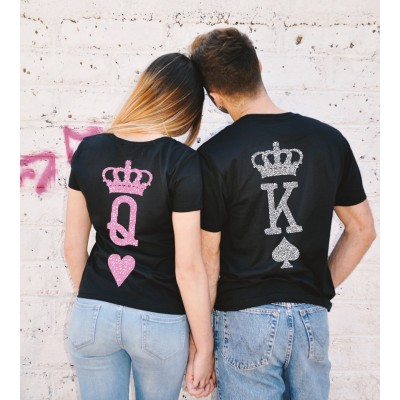 T-shirts di Coppia - King & Queen Poker Neon