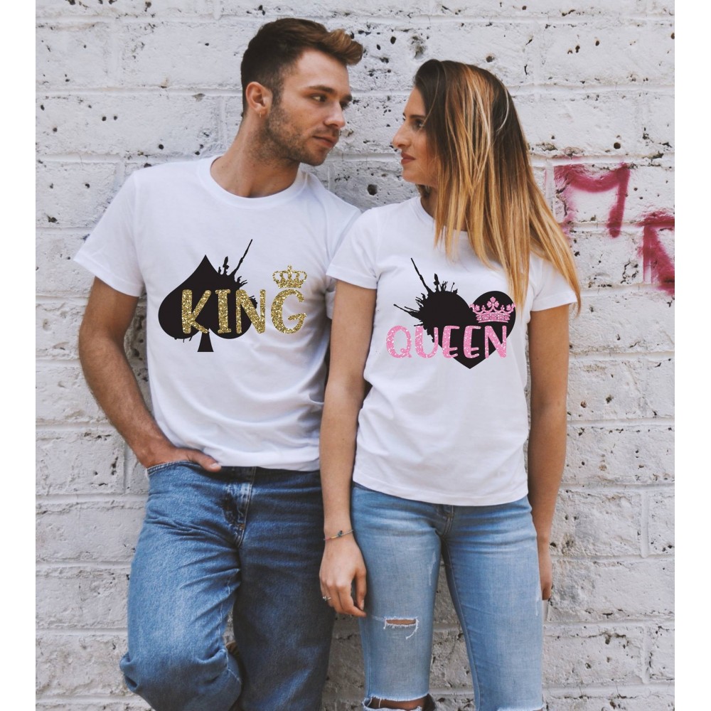 T-shirts di Coppia - King & Queen Glitter Black and Pink