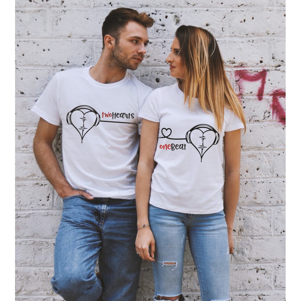 Tshirts di Coppia - One Beat Two Hearts Tshirts di Coppia - One Beat Two Hearts