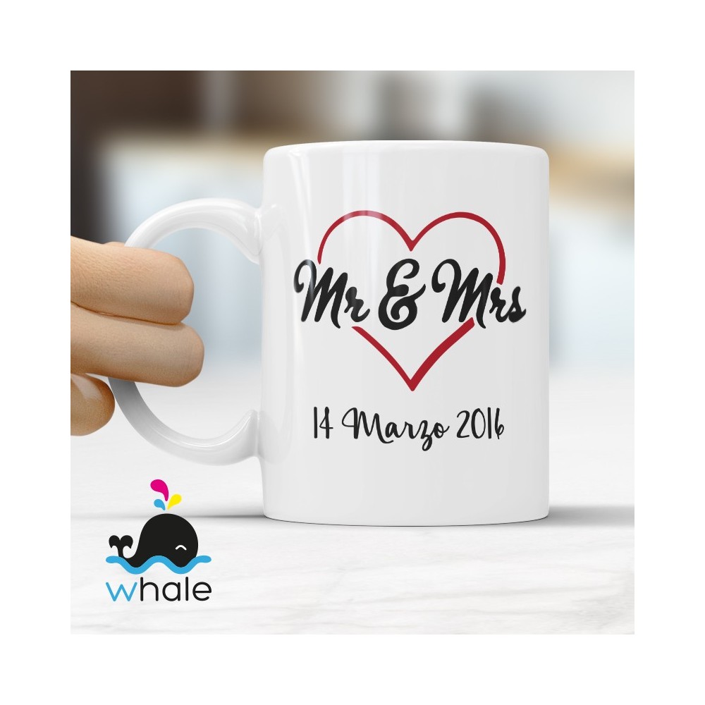 Tazza Mr. & Mrs. Personalizzata con Data Tazza Mr. & Mrs. Personalizzata con Data