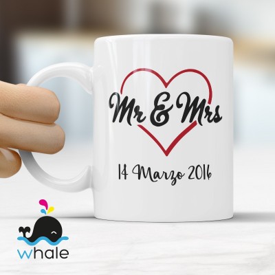 Tazza Mr. & Mrs. Personalizzata con Data Tazza Mr. & Mrs. Personalizzata con Data